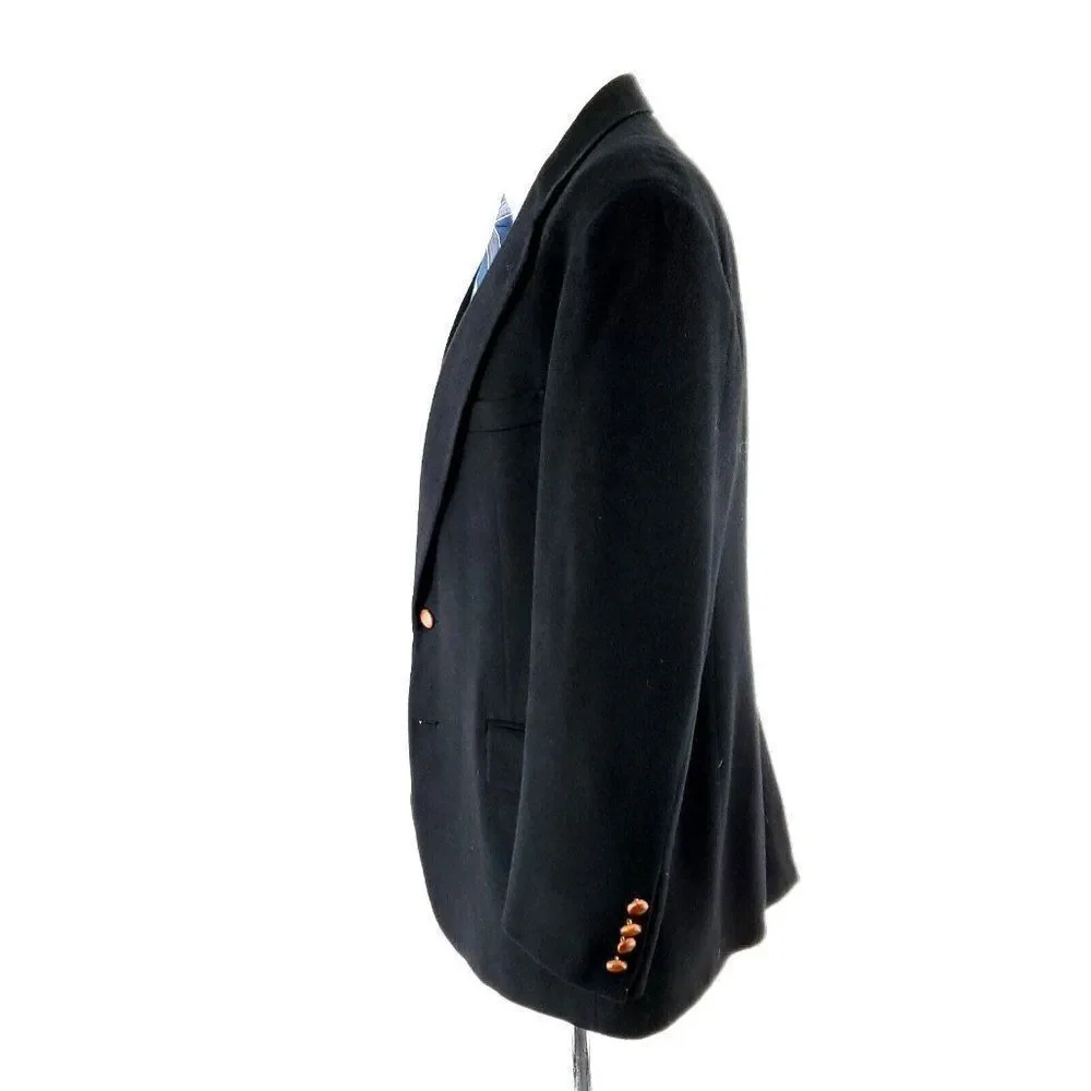 Polo Ralph Lauren 100% Camel Hair 2‎ Leather Button Sport Coat 40R Black
